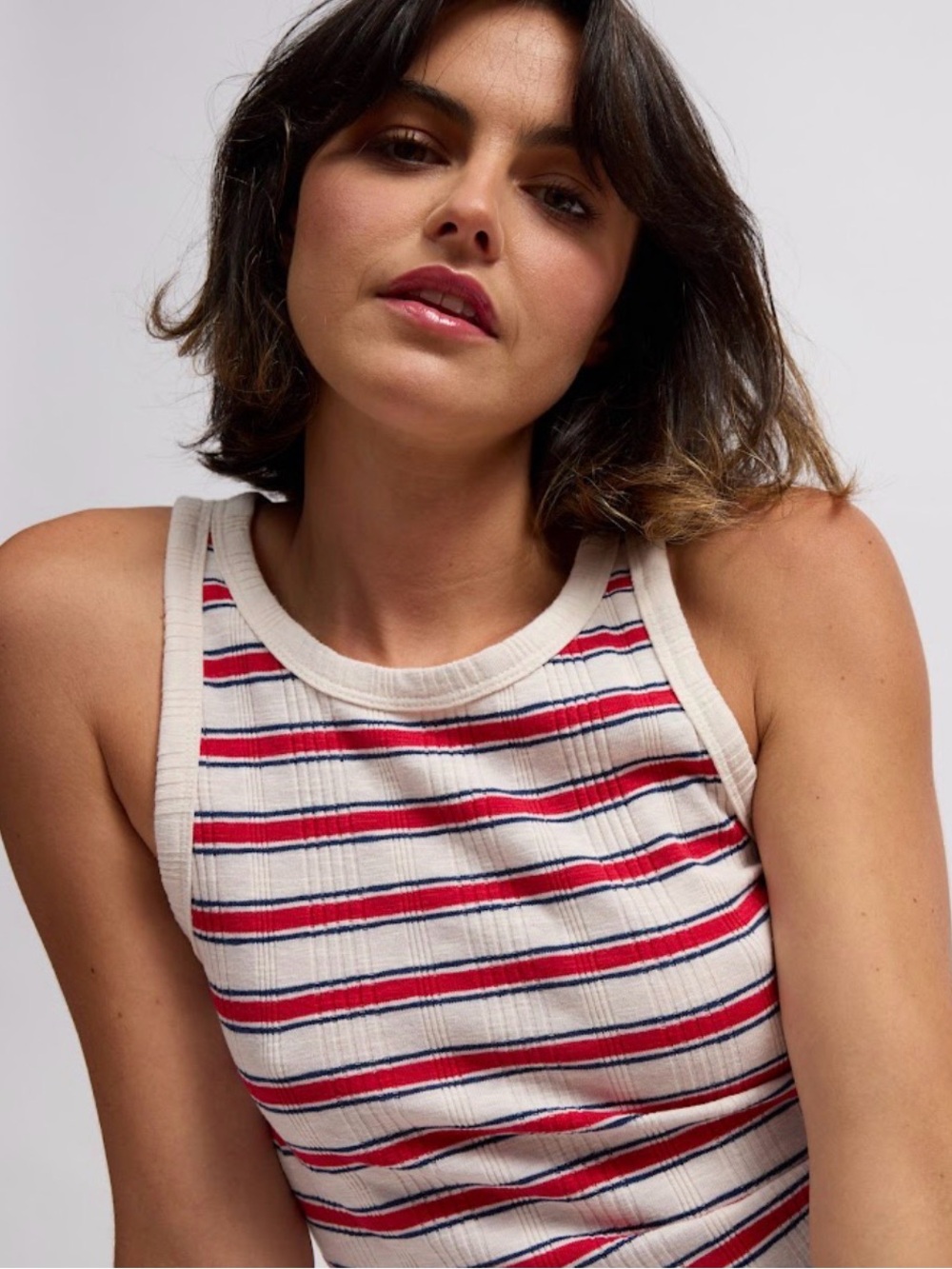 Striped Ribbed Tank Top A New Day Red Stripe‎